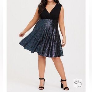 Special Occasion Black Sequin Skater Dress multicolored mermaid sequins 22